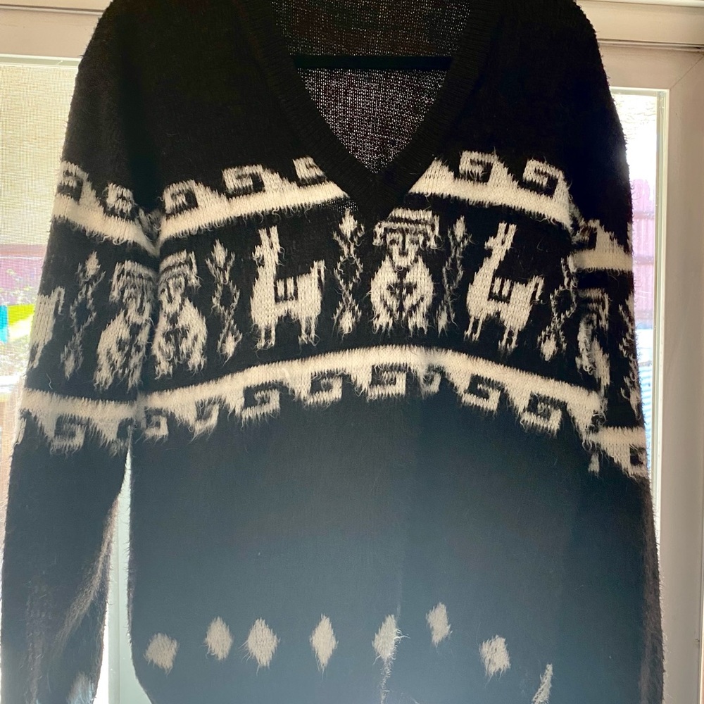 Peru Hippie Boho Warm Vintage Sweater Andes Sz L